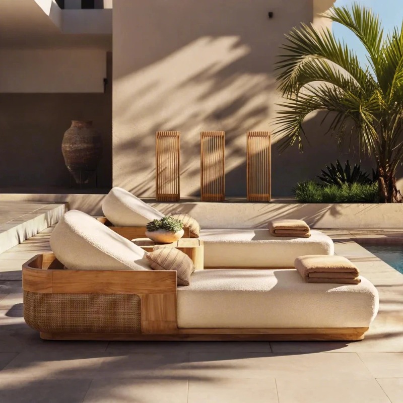 Outdoor Daybed Furniture - Conjunto de Espreguiçadeiras e Camas de