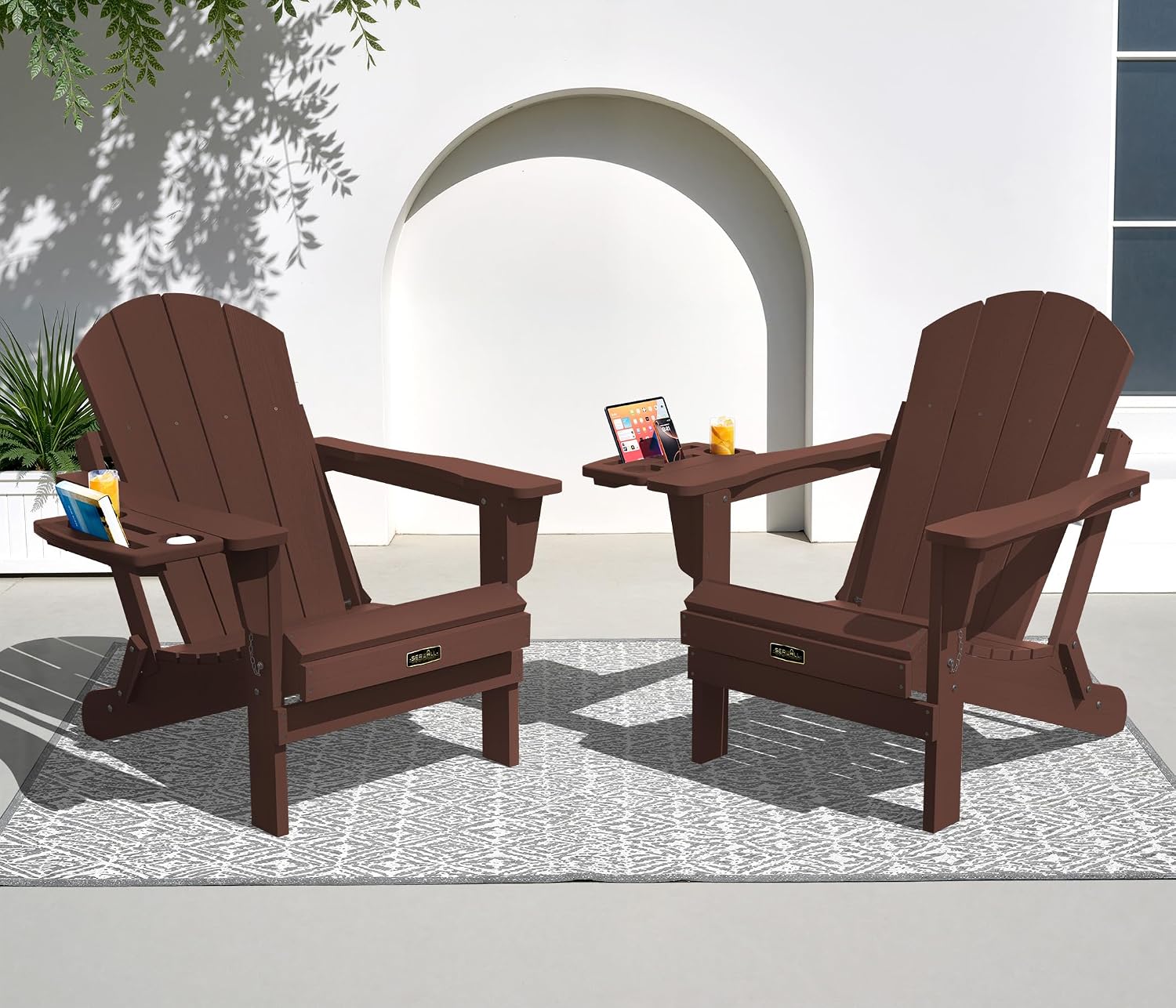 Outdoor Furniture And Fire Pit - Conjunto de 2 Cadeiras Adirondack Dobráveis,