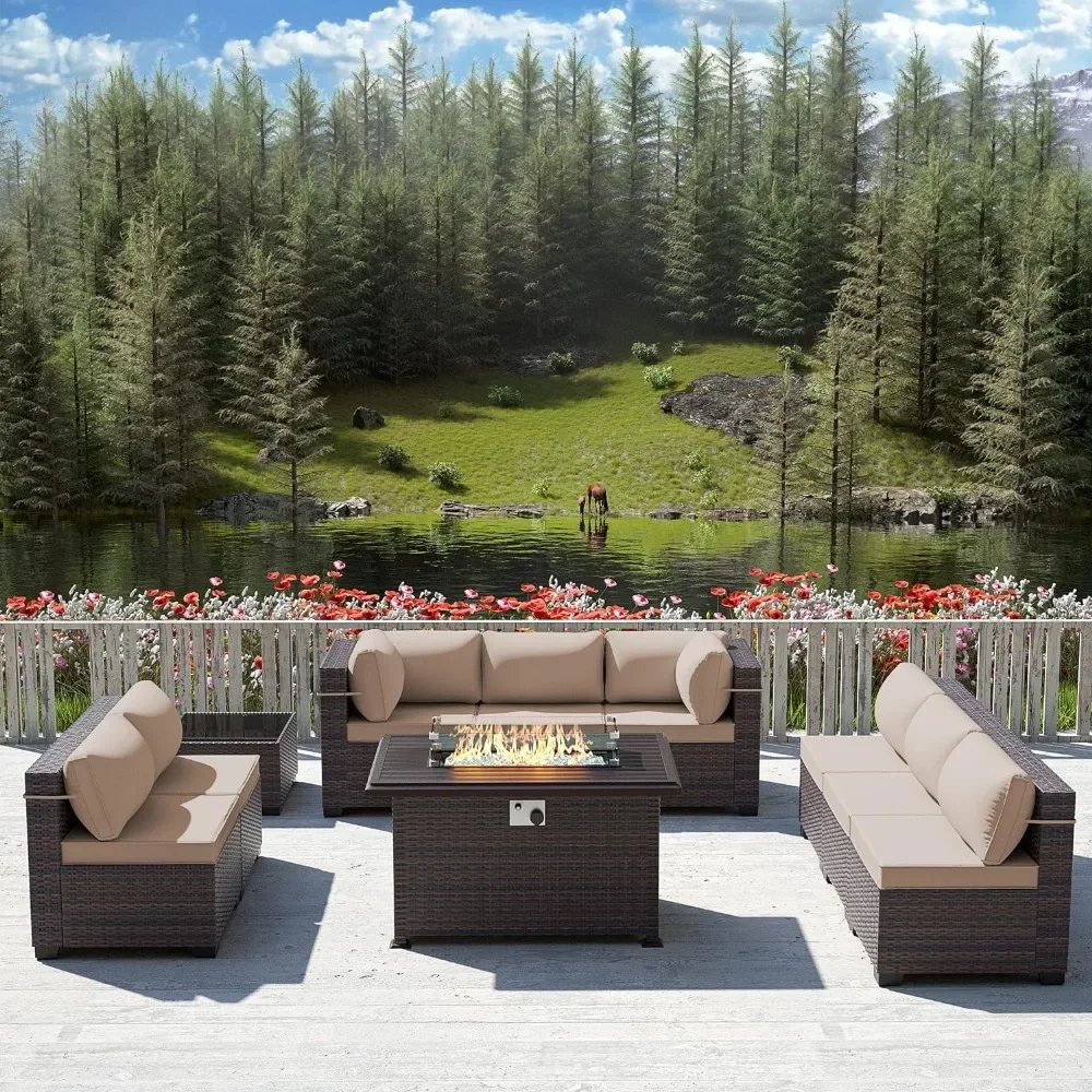Outdoor Furniture And Fire Pit - -Conjunto de móveis de pátio com