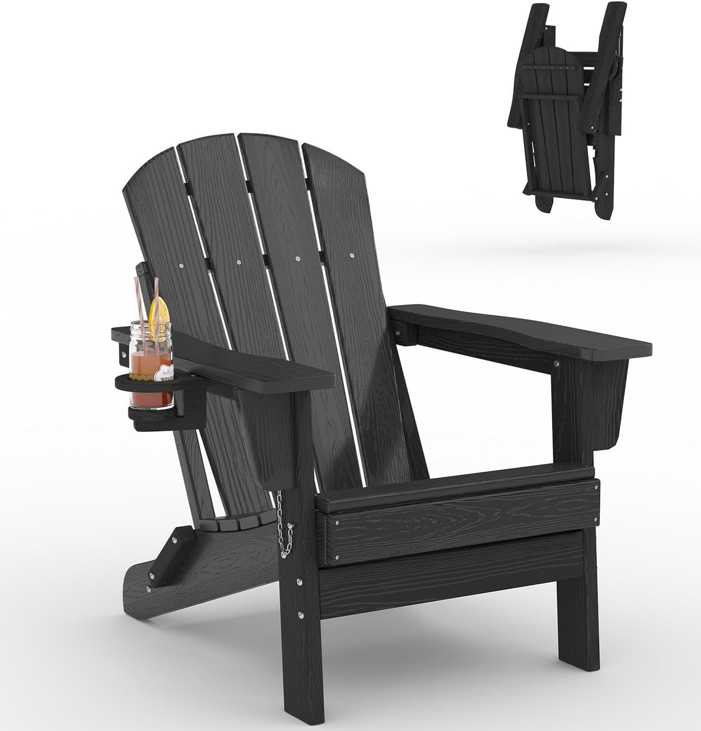 Outdoor Furniture And Fire Pit - Cadeira Adirondack Dobrável em Plástico HDPE