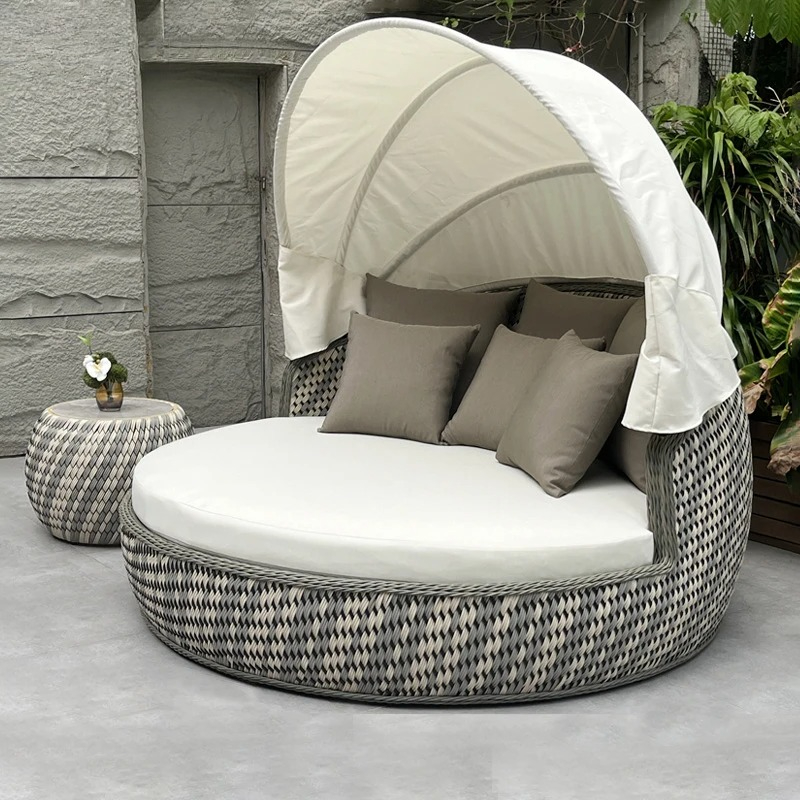 Outdoor Daybed Furniture - Espreguiçadeira Redonda Anti-UV à Prova de