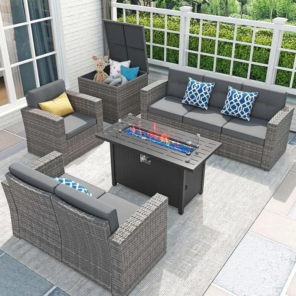 Outdoor Furniture And Fire Pit - Conjunto de Móveis para Pátio de