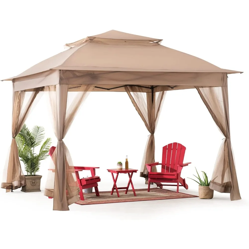 Outdoor Furniture Gazebo - Gazebo instantâneo moderno de 11x11 pés,