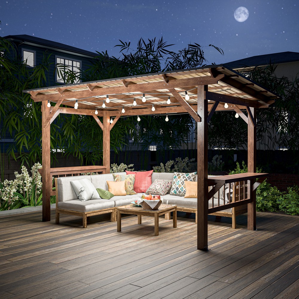 Outdoor Furniture Gazebo - Pérgola Moderna de Madeira 13' x