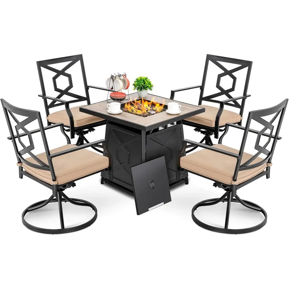 Outdoor Furniture And Fire Pit - Conjunto de Móveis para Pátio Externo