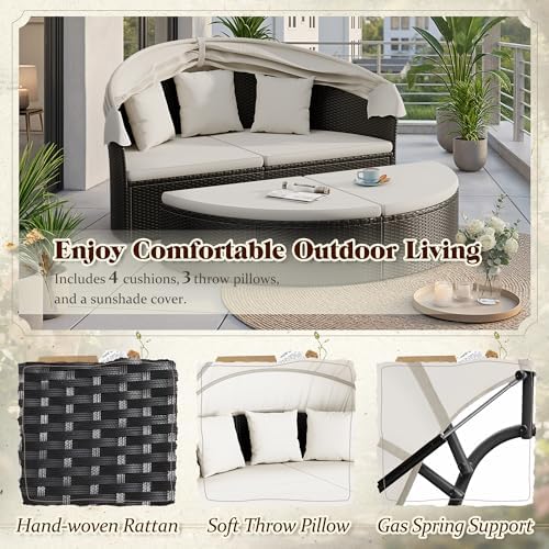 Móveis de Pátio, Cama Redonda  - Outdoor Daybed Furniture avaliação e preço