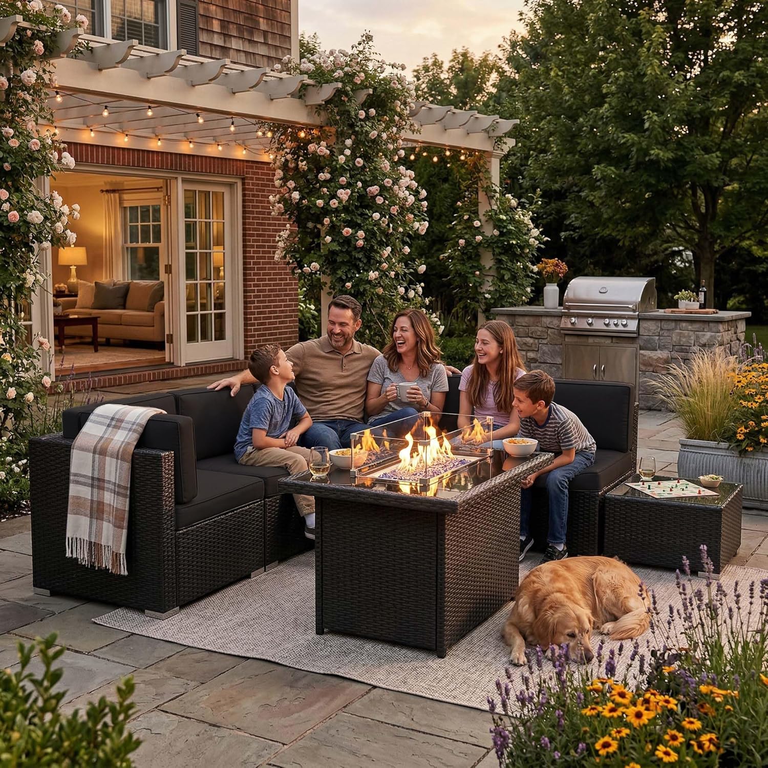 Conjunto de Móveis para Pátio  - Outdoor Furniture And Fire Pit avaliação e preço