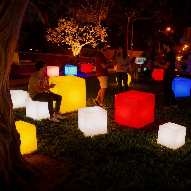 Mesa Lateral em Cubo de LED PE - Outdoor Furniture Recycled Plastic avaliação e preço