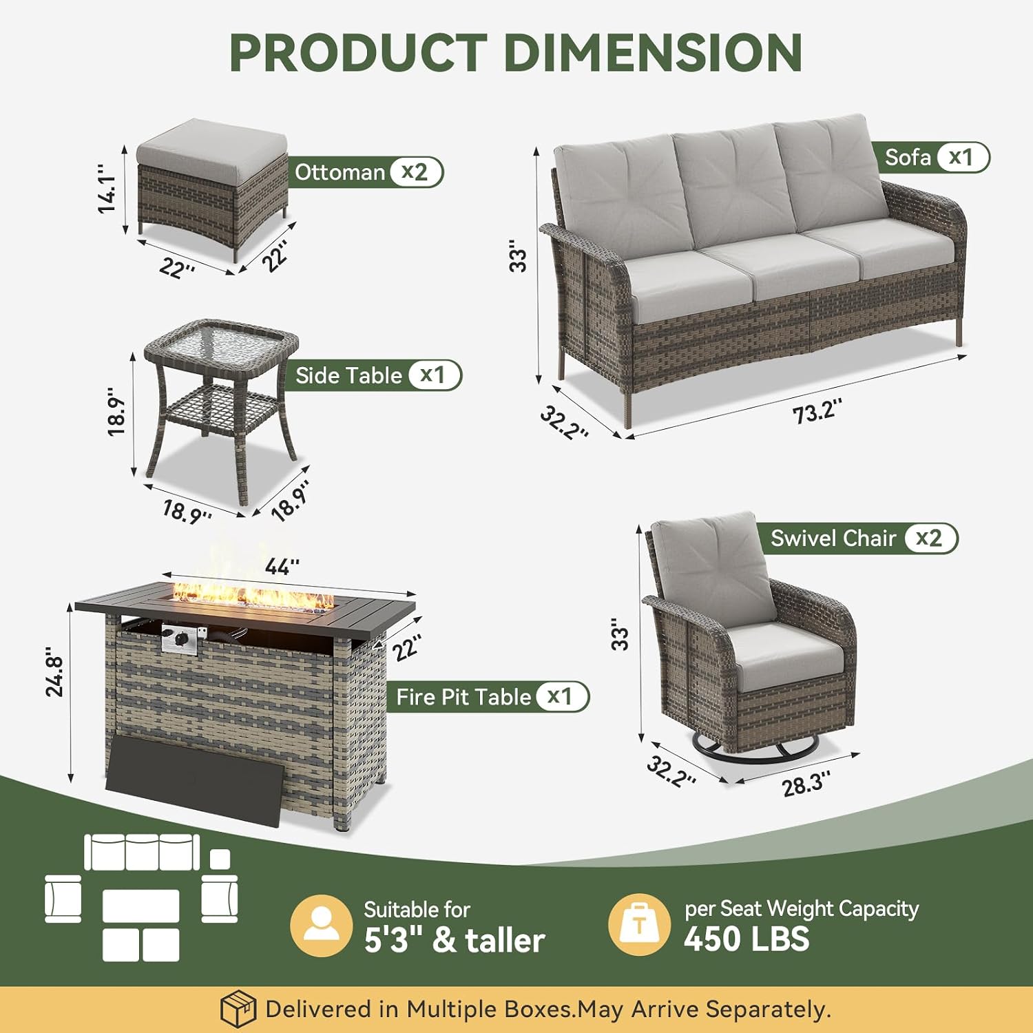 Conjunto de Pátio em Vime de 7 - Outdoor Furniture And Fire Pit avaliação e preço