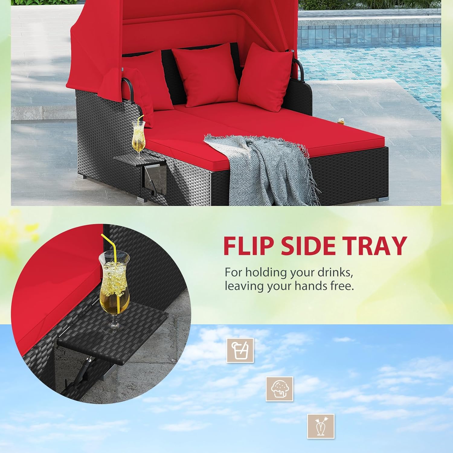 Cama de Dia ao Ar Livre para 2 - Outdoor Daybed Furniture avaliação e preço