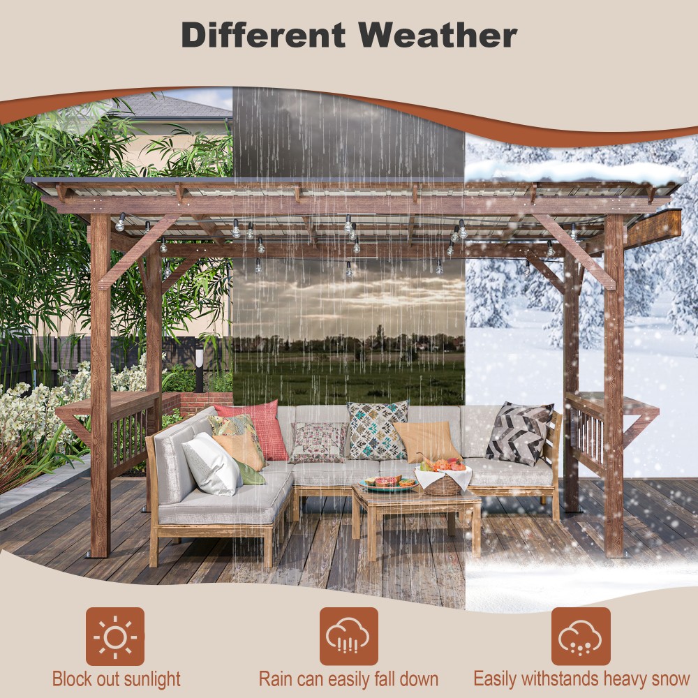 Pérgola Moderna de Madeira 13' - Outdoor Furniture Gazebo avaliação e preço