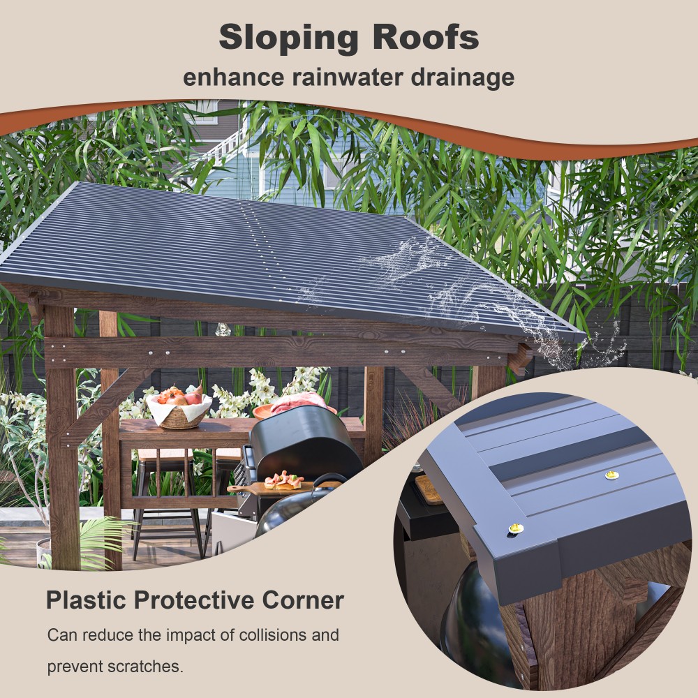 Pérgola Moderna de Madeira 13' - Outdoor Furniture Gazebo avaliação e preço